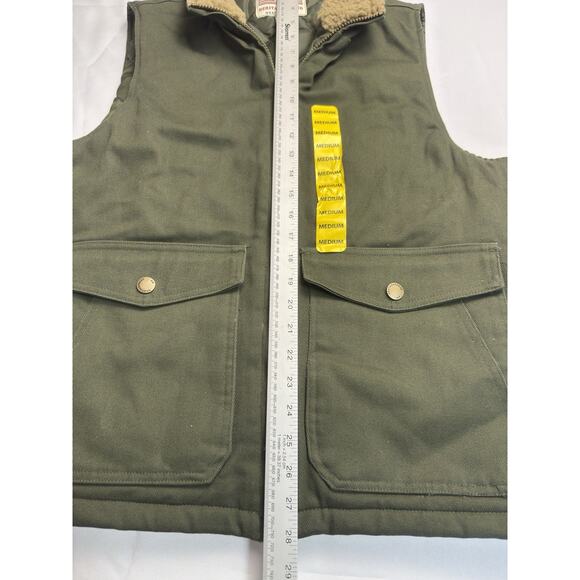 WP WEATHERPROOF Men's Workwear Vest Size Medium Olive Green Quilted Sherpa - Picture 4 of 9